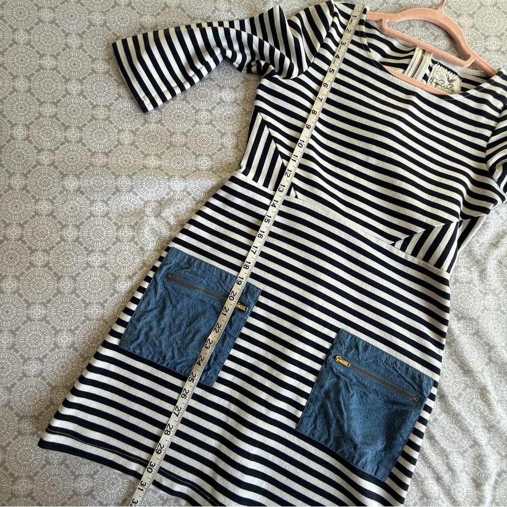 Tabitha from Anthropologie Striped Dress with Chambray Pockets Size 4 - Picture 10 of 10
